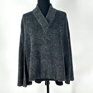 Tahari Wool Shawl Collar Jacket Women’s Quiet Luxury V Neck Dark Gray Small